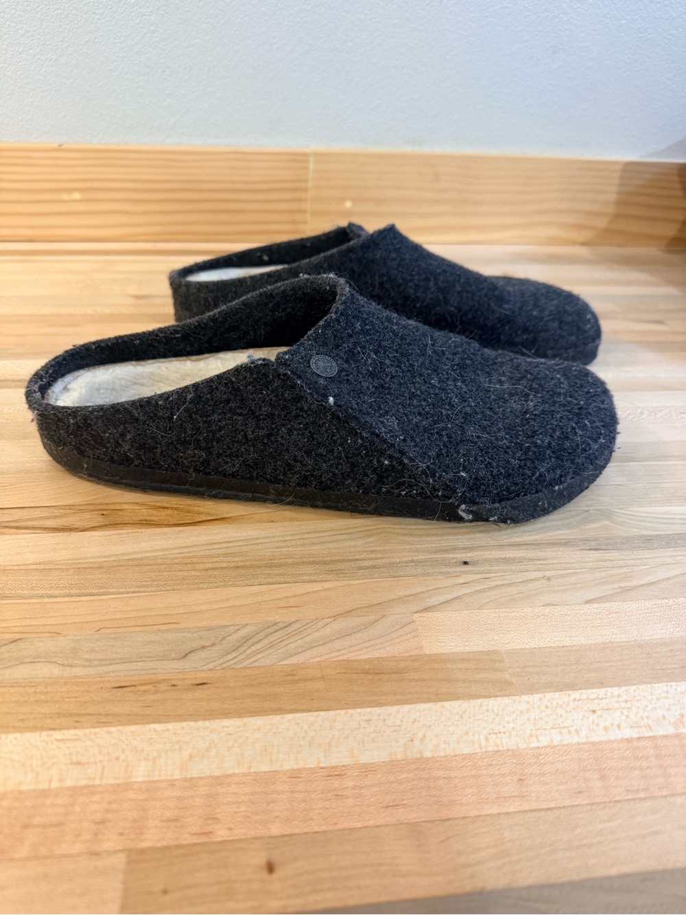 Birkenstock Black Felt Slip-On Slippers removable insert